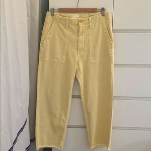MOTHER denim yellow crop jeans